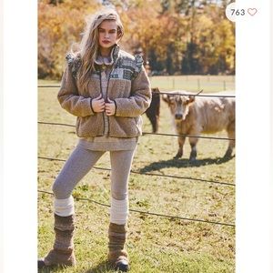 Driftwood × Free People Sherpa Fleece Jacket in Olive Bandana